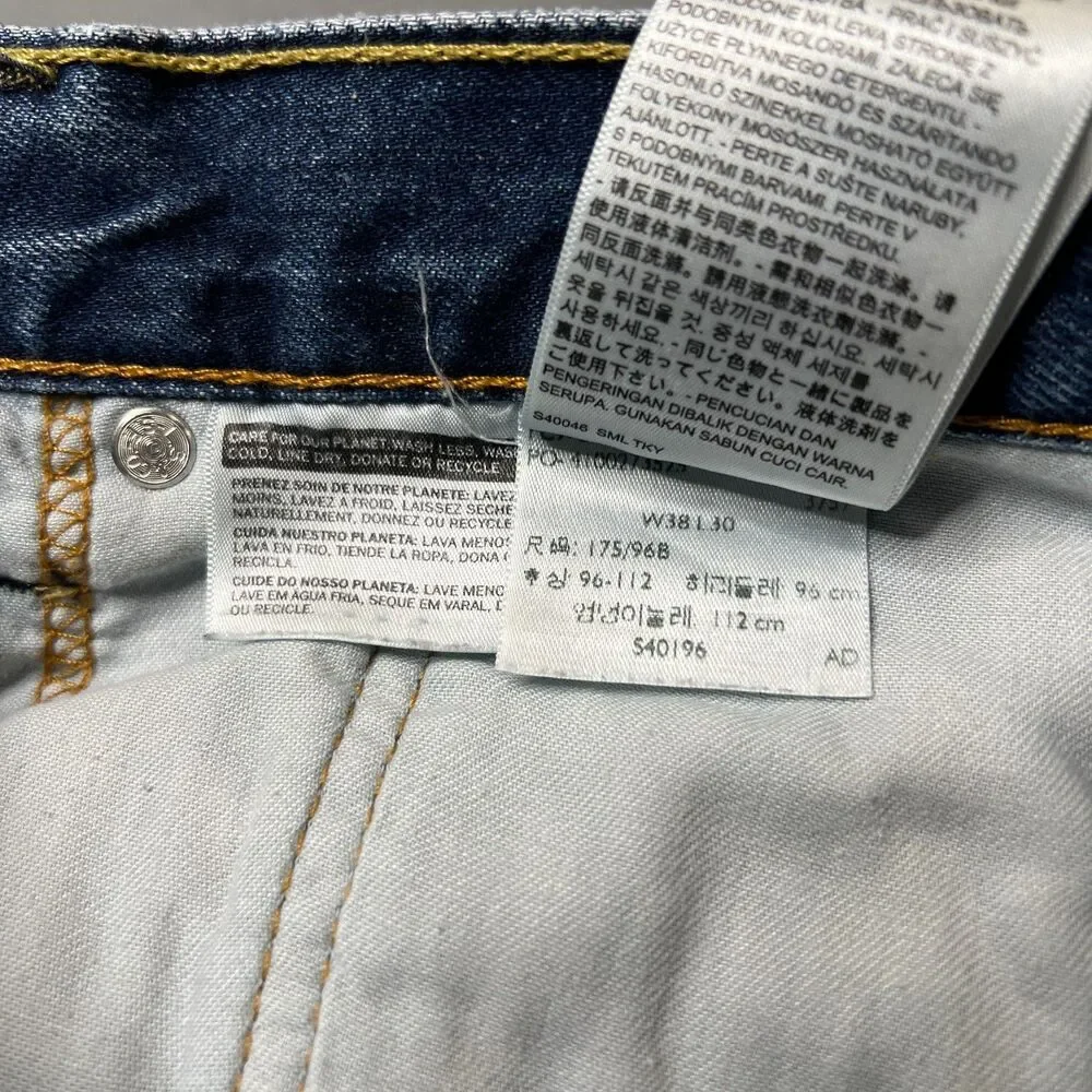 Levis 511 Jeans Men's 38 X 30 Blue Denim Medium Wash Straight Leg Distressed